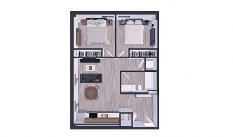 Floor plan for 2 beds, 1 bath, 804 sqft
